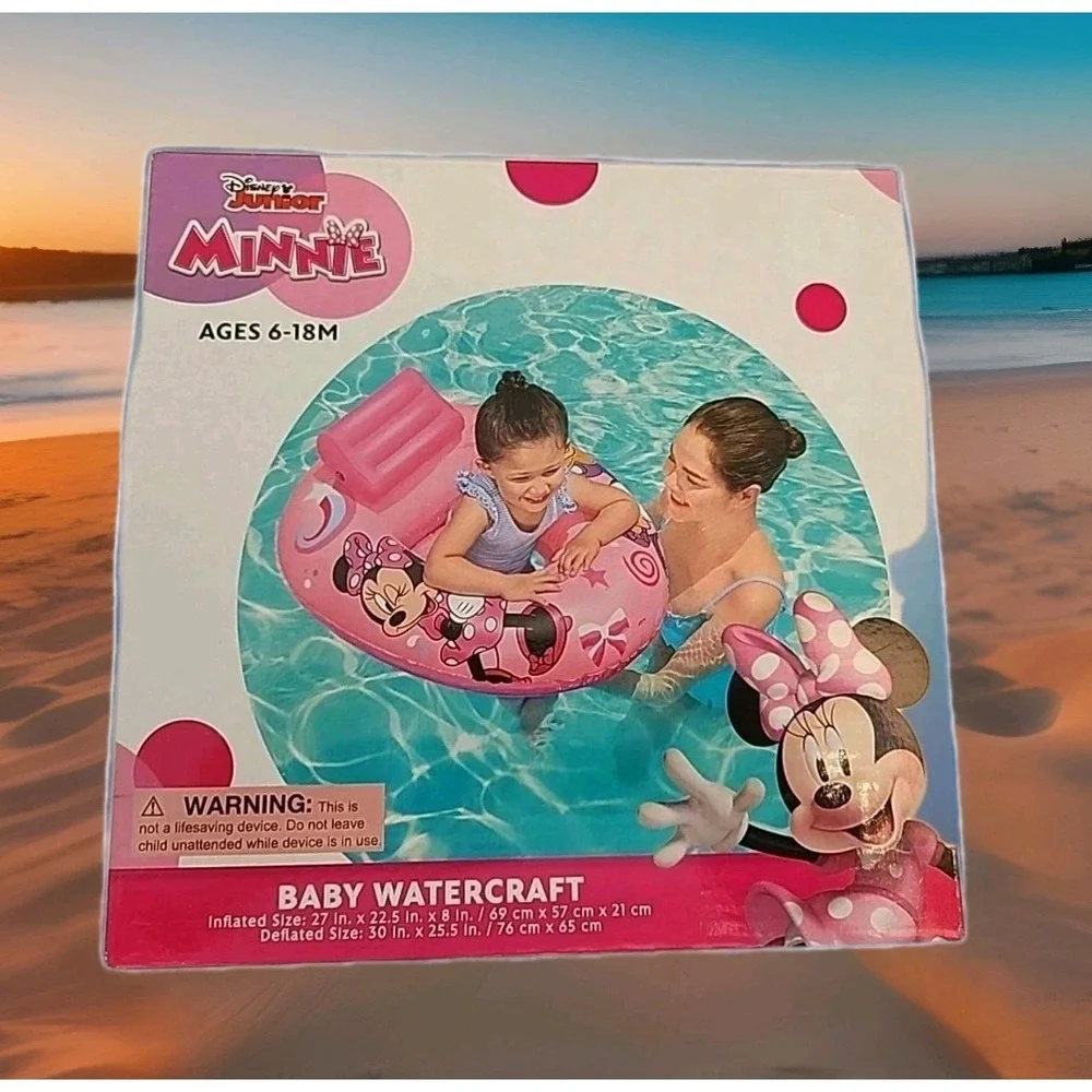 Minnie Mouse Disney Jr Baby/Toddler Pool Float Watercraft‎ Inflatable 6-18M NIB